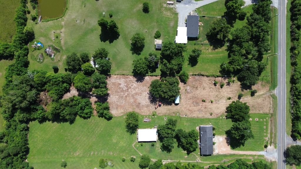 Aerial view of cleared land