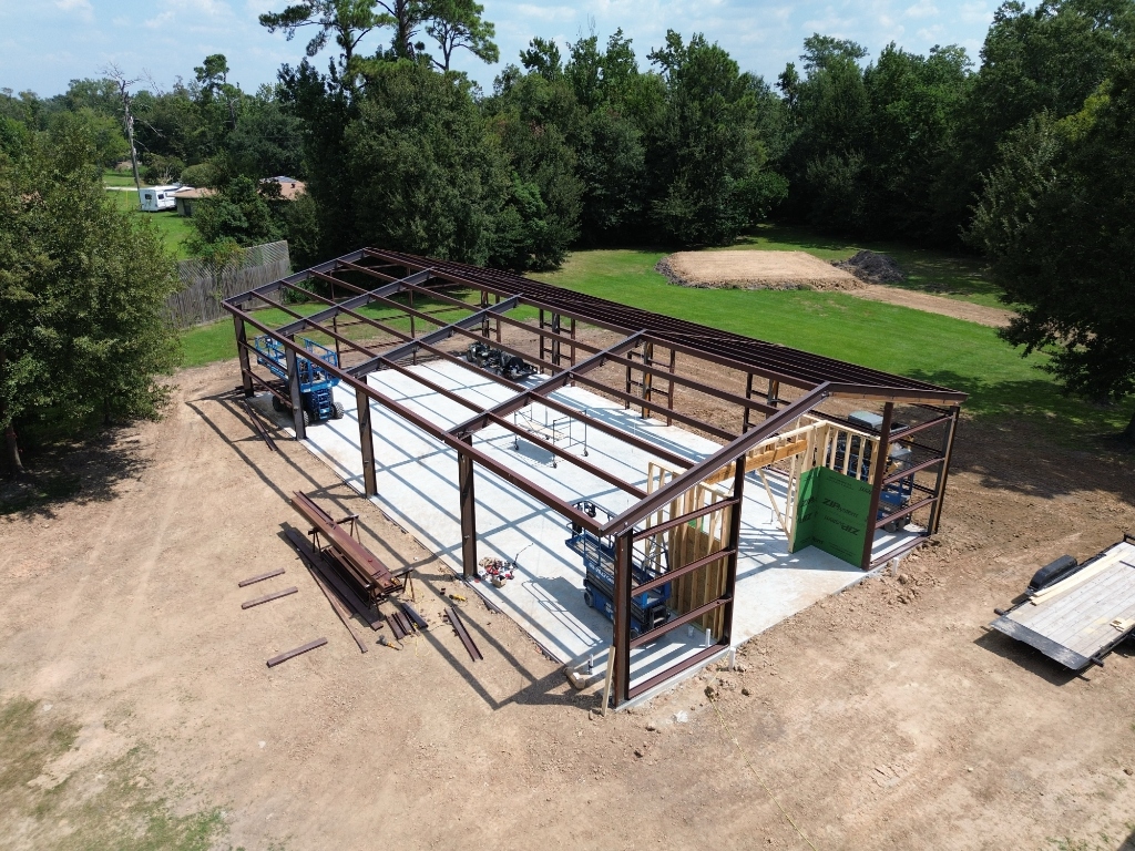 Completed steel building